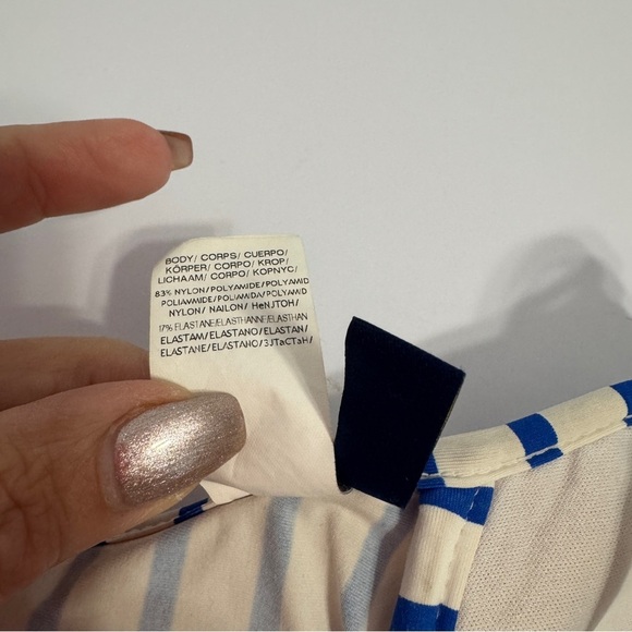 Polo Ralph Lauren Striped Bikini Top Halter Padded Medium Blue White Swim - Picture 5 of 5